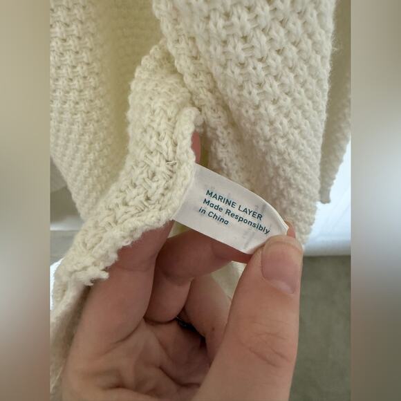 Marine Layer Catalina Cardigan Milk White Open Front Sweater Size Medium - Picture 7 of 9